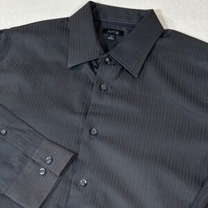 APT 9 Mens Dark Gray Striped Long Sleeve Dress Shirt Size L
